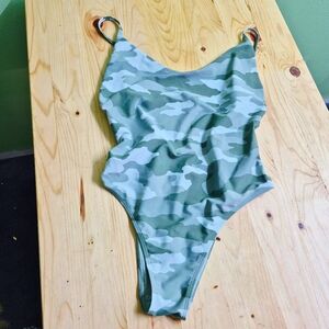 Aerie Medium Camo One-Piece Swimsuit - High Cut, Low Back